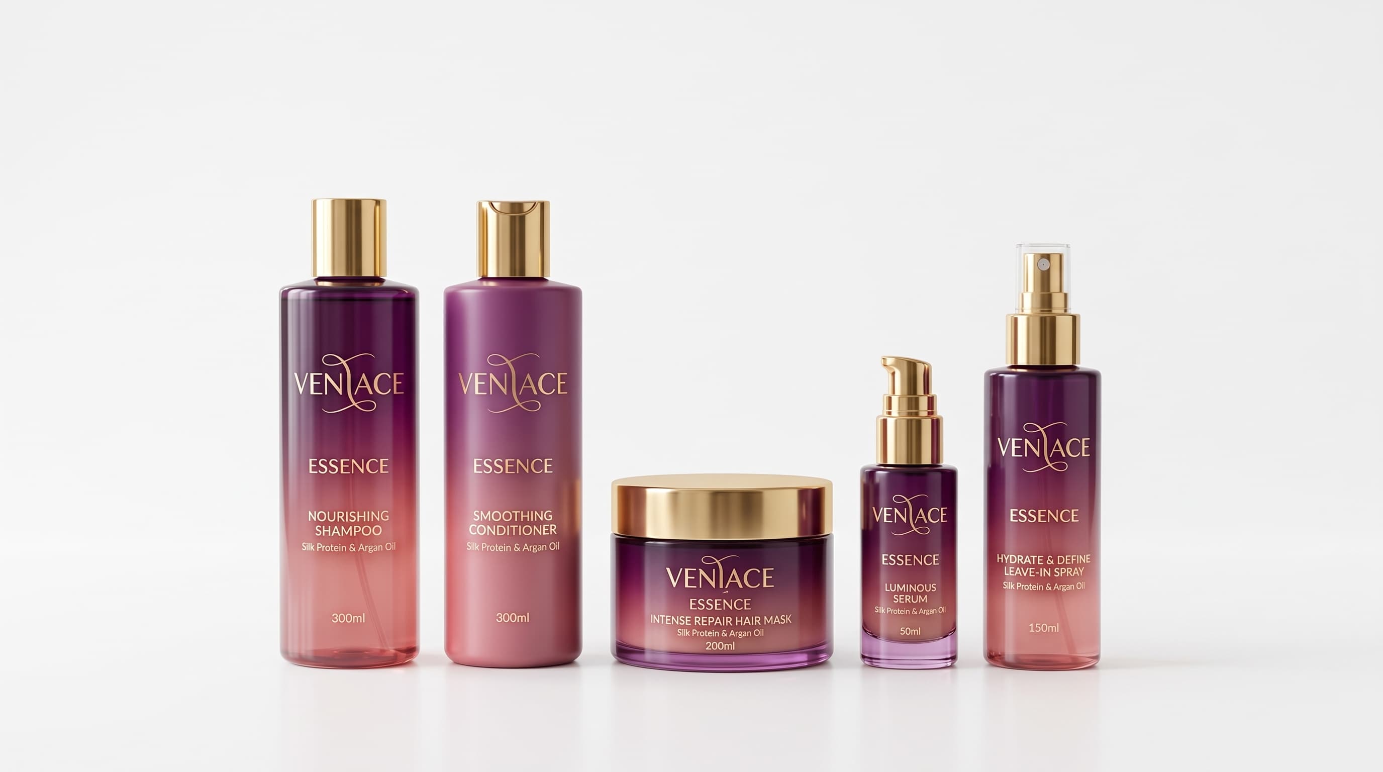 The five Essence hair bottles