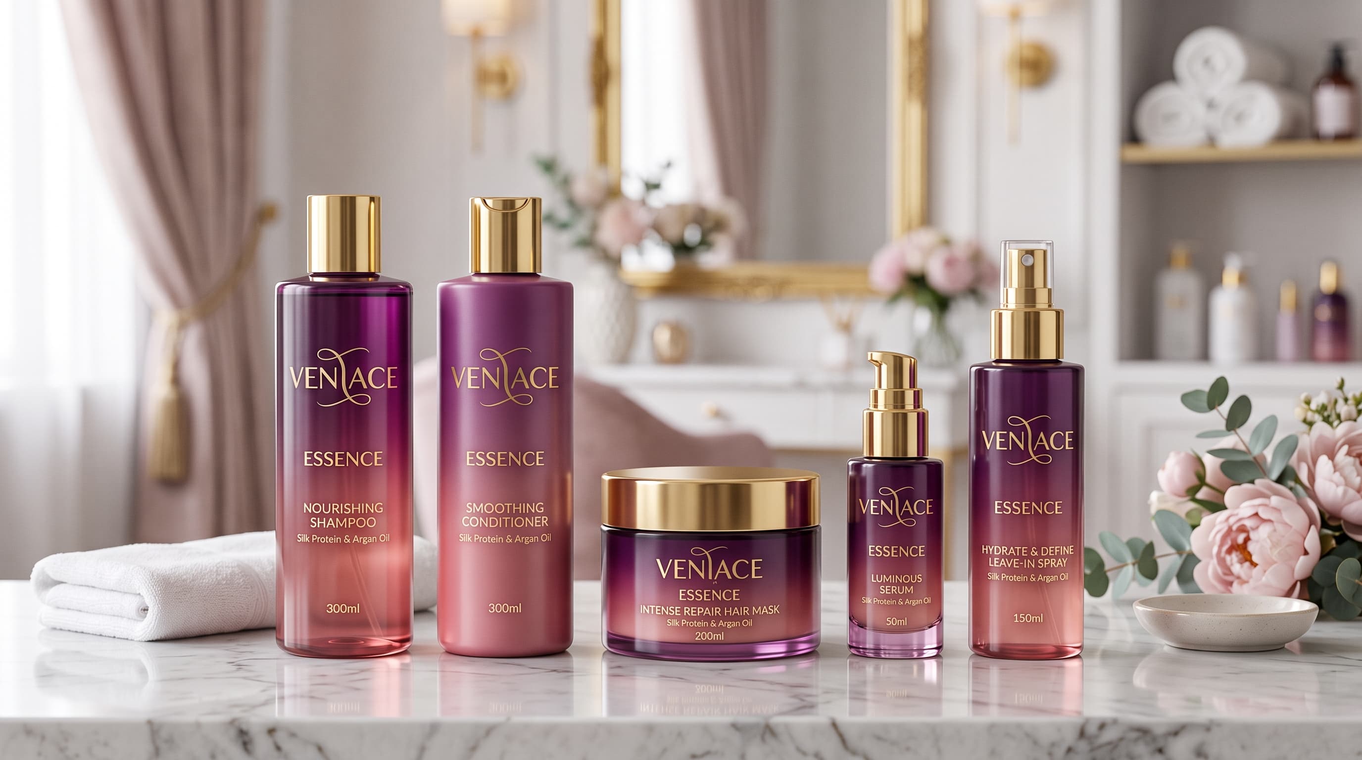 Veniace Essence on a marble vanity
